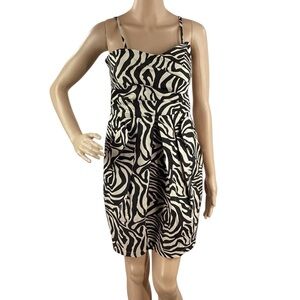 Lucy & Co. Zebra Print Cotton Mini Dress Black White Size M